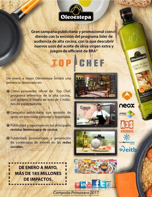 Oleoestepa de nuevo protagonista en los fogones del programa TOP CHEF con una promoción de alta cocina .