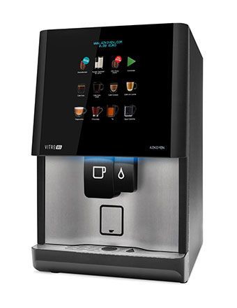 El modelo de máquinas de café Vitro S5 de Azkoyen muestra su tecnología en París.