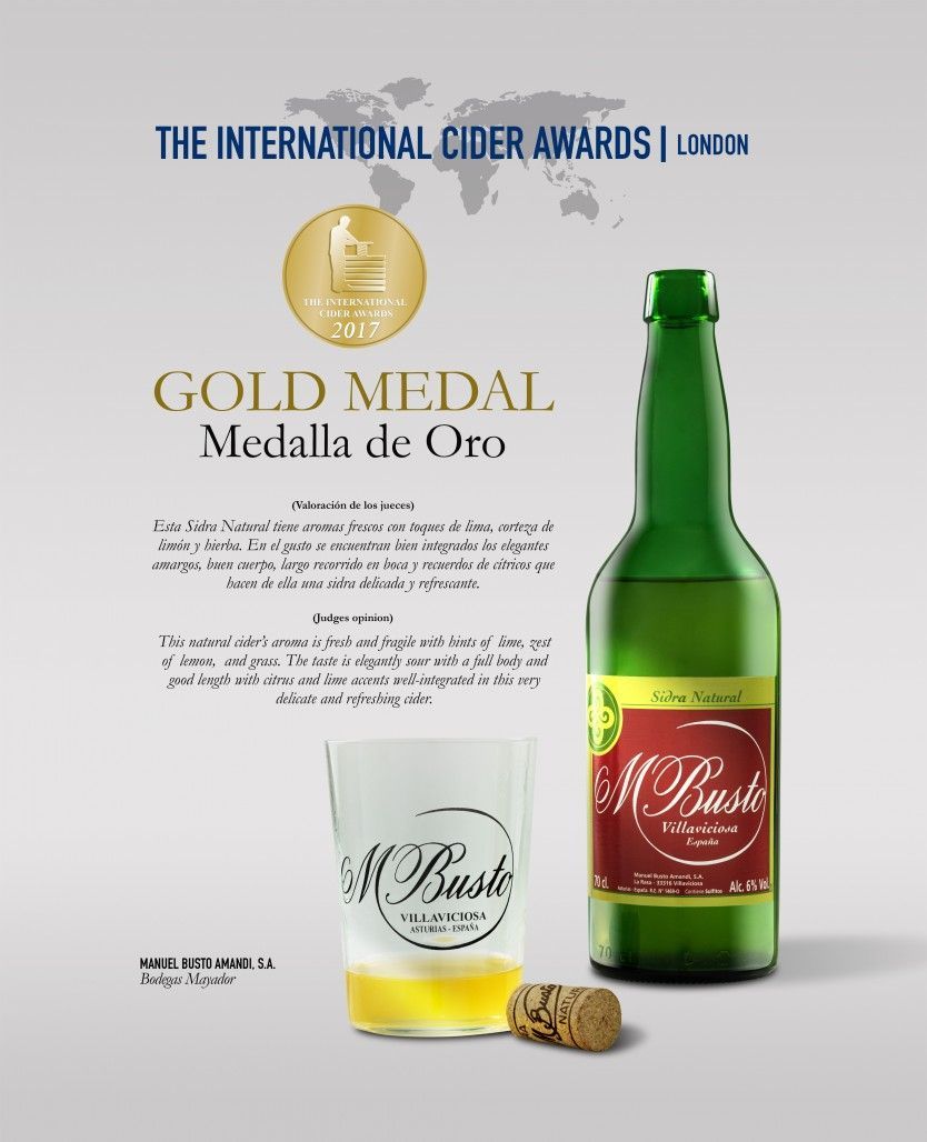 Sidra M. Busto de Mayador recibe el mayor reconocimiento mundial a una sidra asturiana.