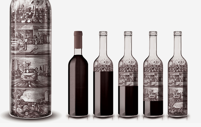 Esta botella de vino muestra las consecuencias de pasarse bebiendo.