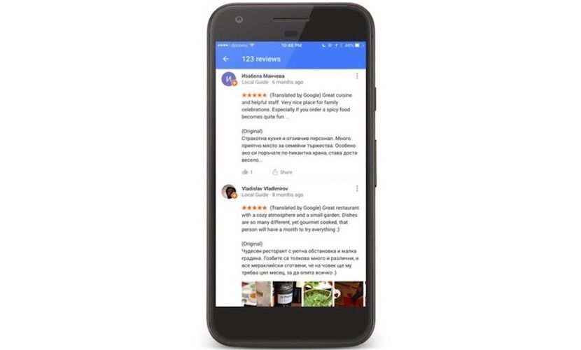 Google ofrecerá las opiniones traducidas de restaurantes y puntos de interés.