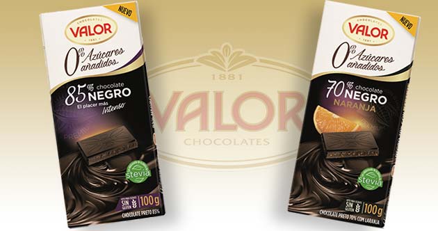 Chocolates Valor lanza dos nuevas variedades en su línea 0% azúcares añadidos