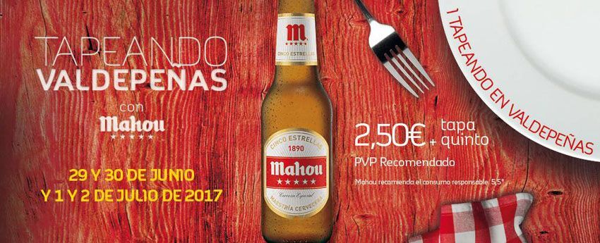 “Tapeando en Valdepeñas con Mahou” tendrá lugar del 29 de junio al 2 de julio
