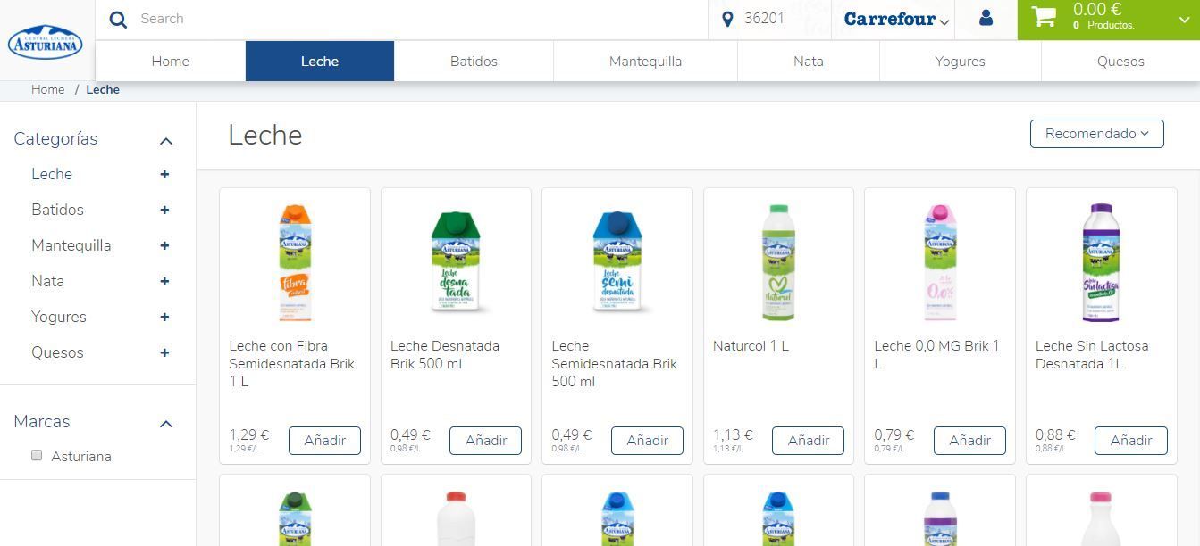 Se lanza la tienda online de Central Lechera Asturiana