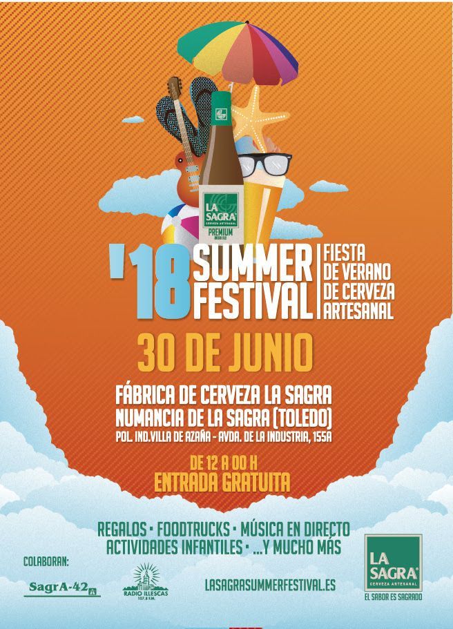 Doce horas de musica en directo, cerveza artesana, food trucks y juegos infantiles en el SUMMER FESTIVAL DE LA SAGRA del próximo 30 de junio