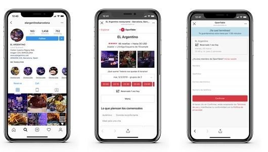 Ya se puede reservar mesa en un restaurante desde Instagram