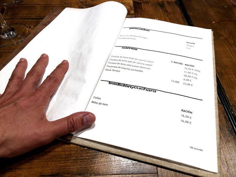 El diseño de la carta del restaurante es pura ingeniería