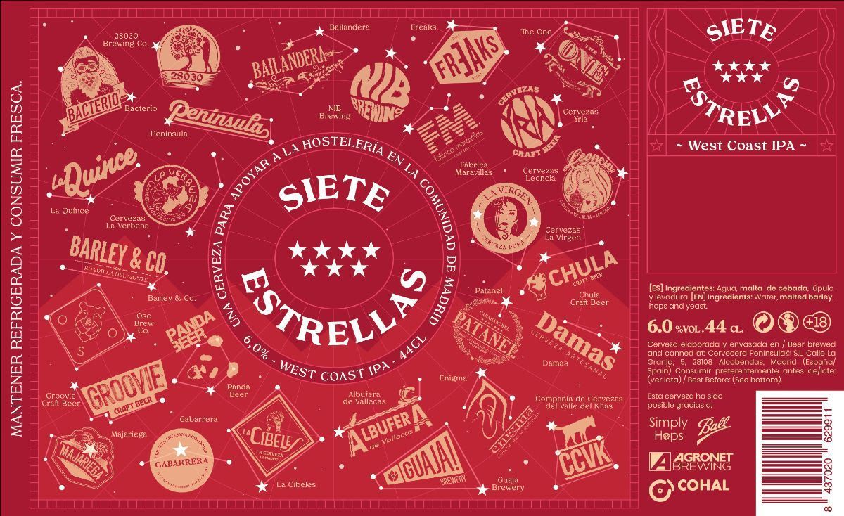 Nace ‘7 Estrellas’, la cerveza elaborada por 27 fábricas de cerveza artesana de Madrid para ayudar a la hostelería