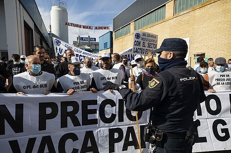 Ganaderos irrumpen en las instalaciones de Puleva en Granada para protestar por los bajos precios de leche