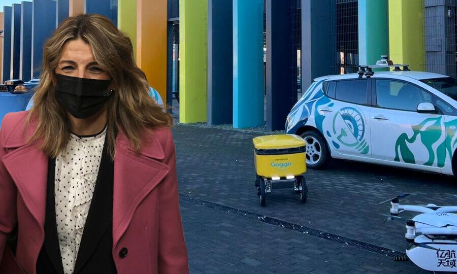 Glovo reta a Yolanda Díaz y prueba en Madrid sus repartidores robots sin contrato