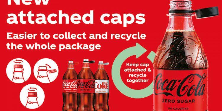 Coca-Cola comienza a producir en Europa las primeras botellas con los tapones unidos￼