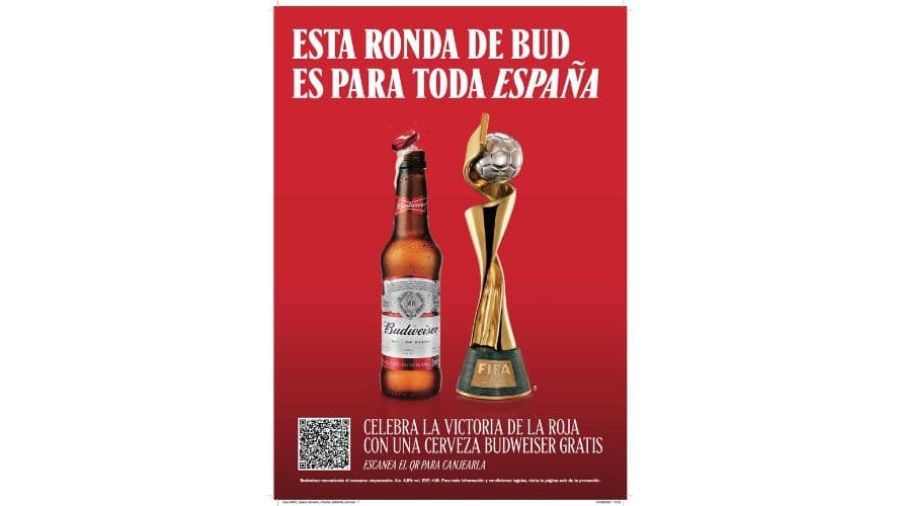 Budweiser celebra la victoria de España en la Copa mundial Femenina de la FIFA 2023 invitando a una ronda gratis