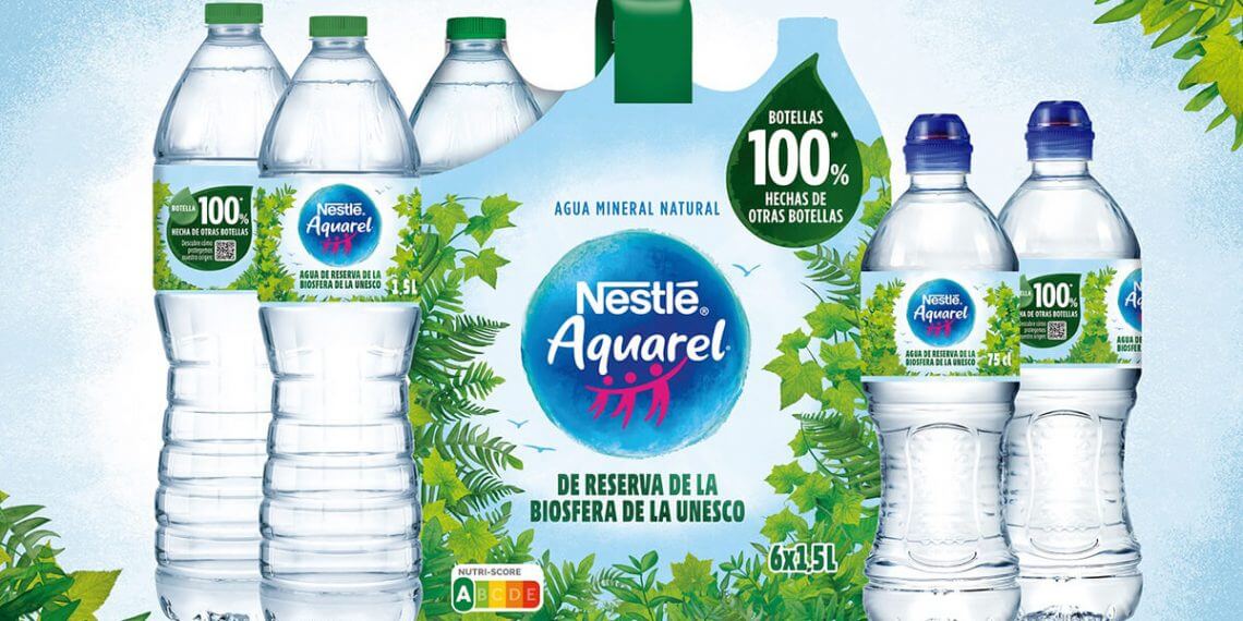 Nestlé España aumenta el uso de plástico 100% reciclado en sus botellas de agua
