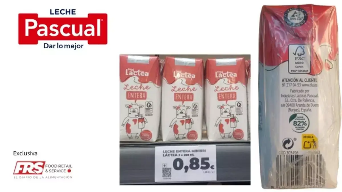 Pascual comienza a fabricar leche de marca propia para Dia