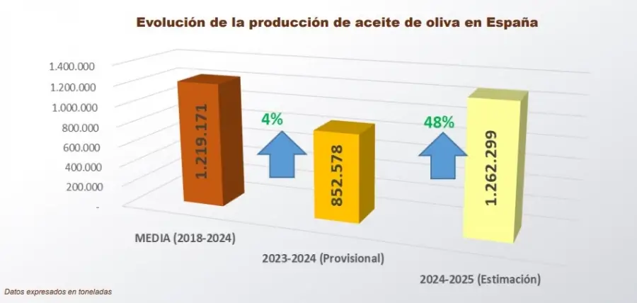 La producción de aceite de oliva superará los 1,26 millones de toneladas