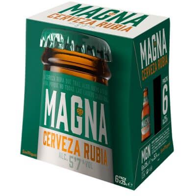 El packaging de MAGNA Cerveza Rubia Distinta, seleccionado como uno de los mejores diseños del 2024