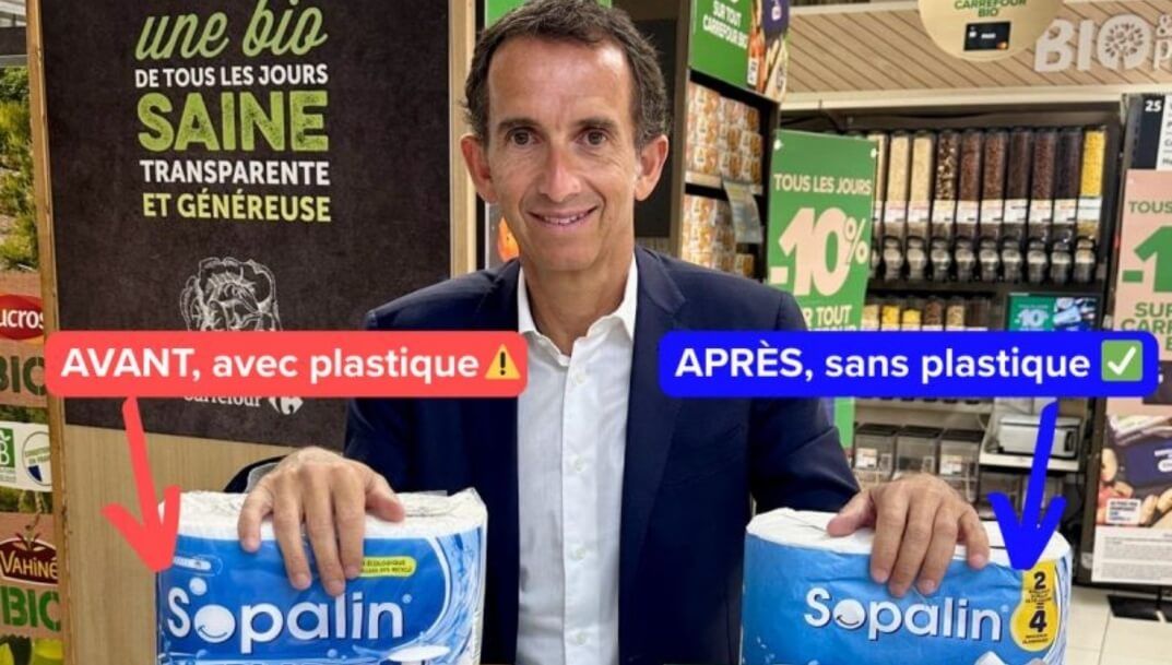Alexandre Bompard presume de la reducción de plásticos de Carrefour