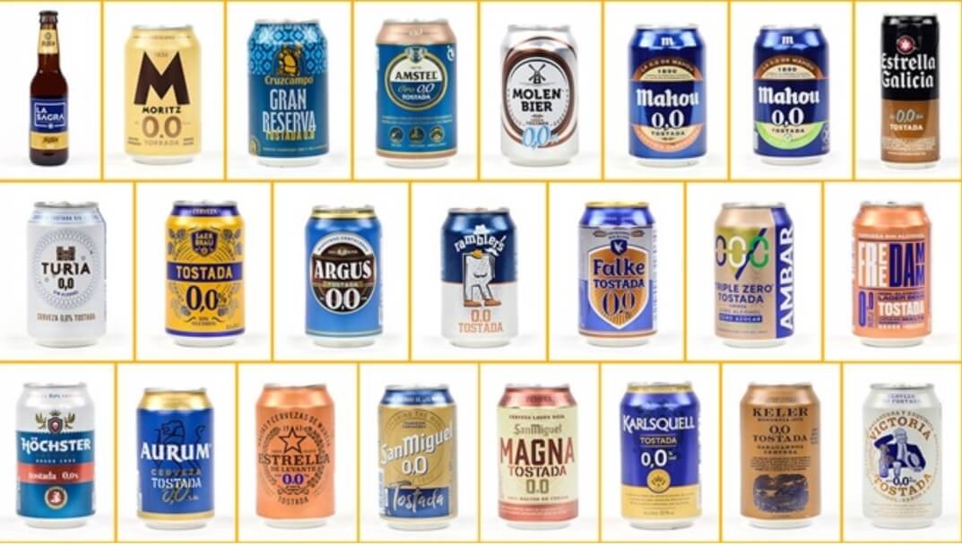 El precio de la cerveza 0,0% tostada de marca de fabricante dobla al de marca blanca, según la OCU