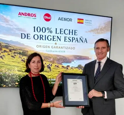 Grupo Andros, primera compañía láctea en España en certificar con AENOR el origen 100% español de la leche